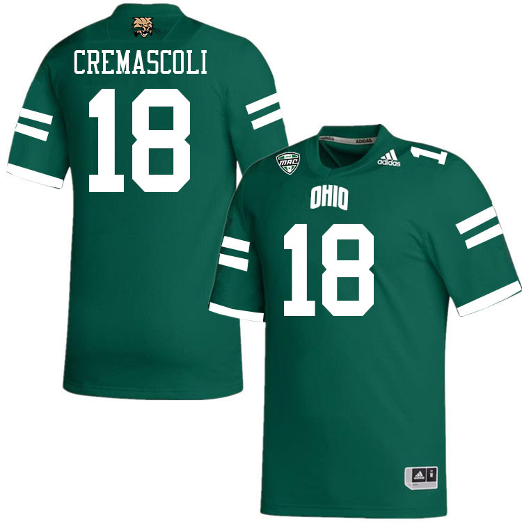 Ohio Bobcats #18 Miles Cremascoli College Football Jerseys Stitched-Green